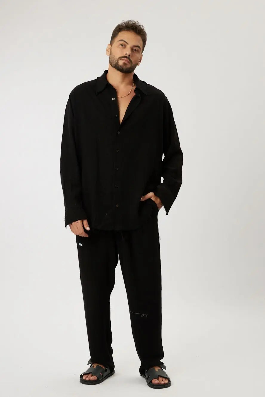 SOFT SL Linen Pants – Black TFU-TFU shop
