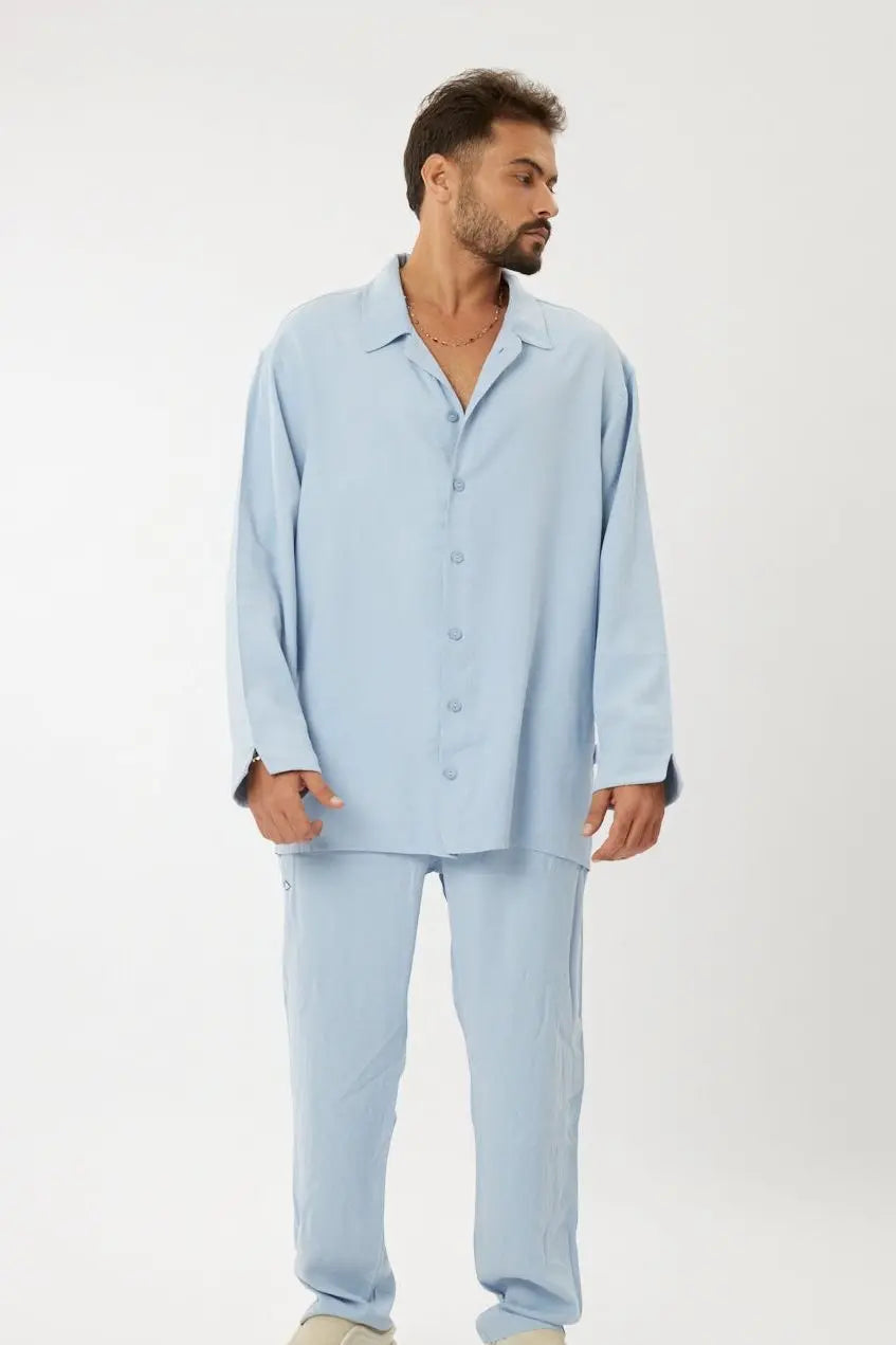 LUX Loose Button-Up - Light Blue TFU-TFU shop