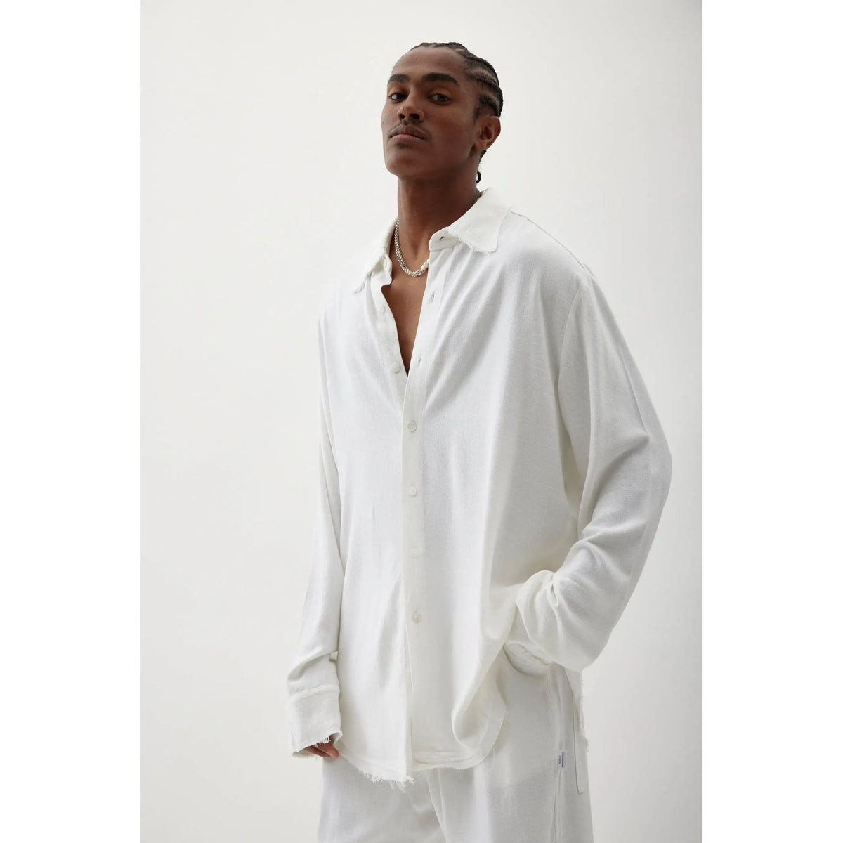 Soft Linen Long Sleeve Button-Up Shirt — Cream TFU-TFU shop