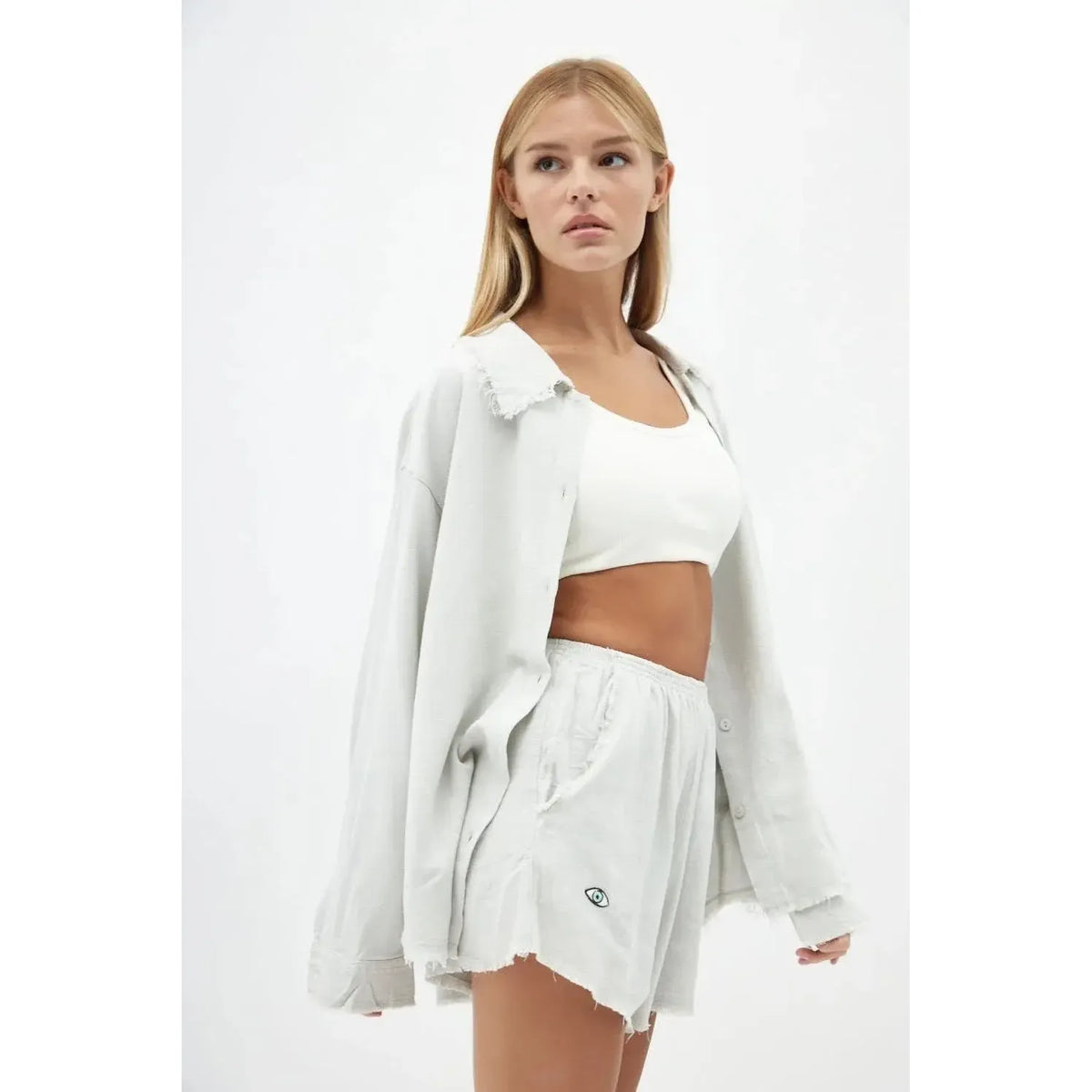 Soft Linen Shorts - Ice Grey TFU-TFU shop