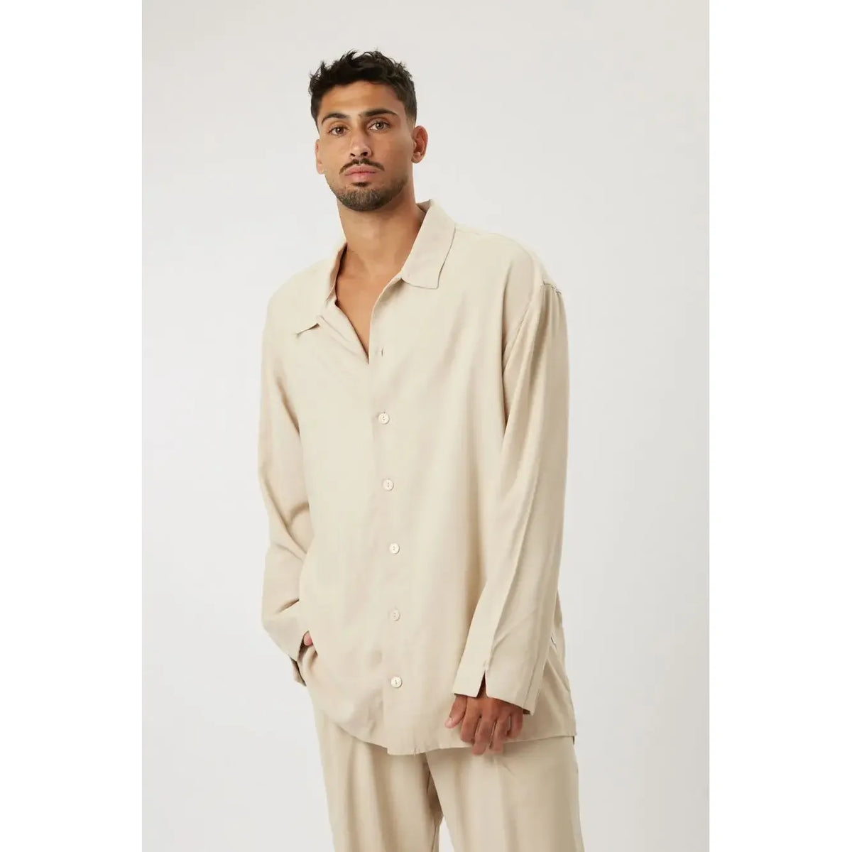 LUX Loose Button-Up - Stone TFU-TFU shop