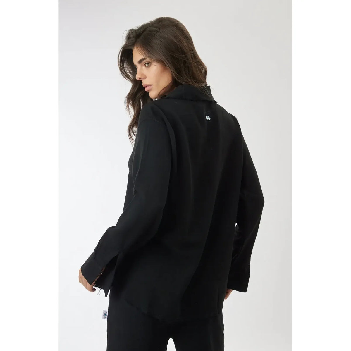 Woman Soft Linen Button-Up - Black TFU-TFU shop